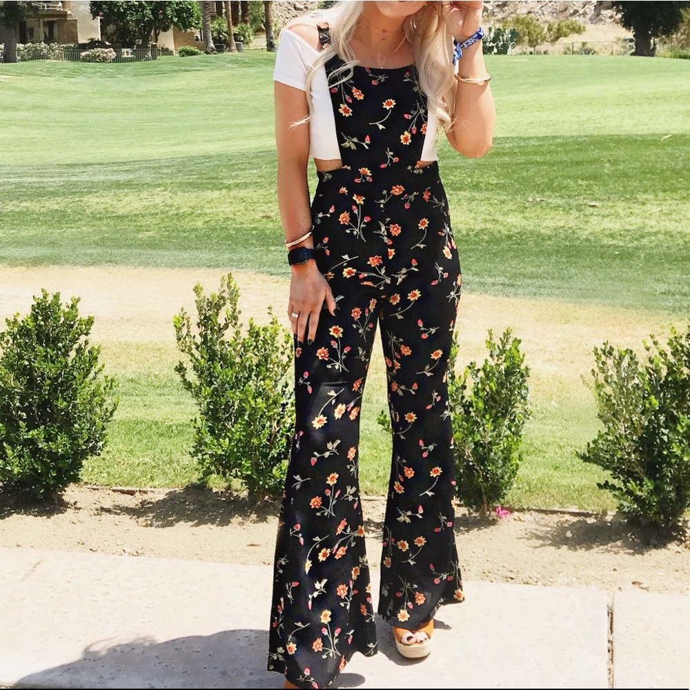 COPY - Blue Life black floral jumpsuit